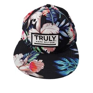Truly Hard Seltzer Snapback Tiki Hat Hawaiian Floral Design Flat Bill Cap